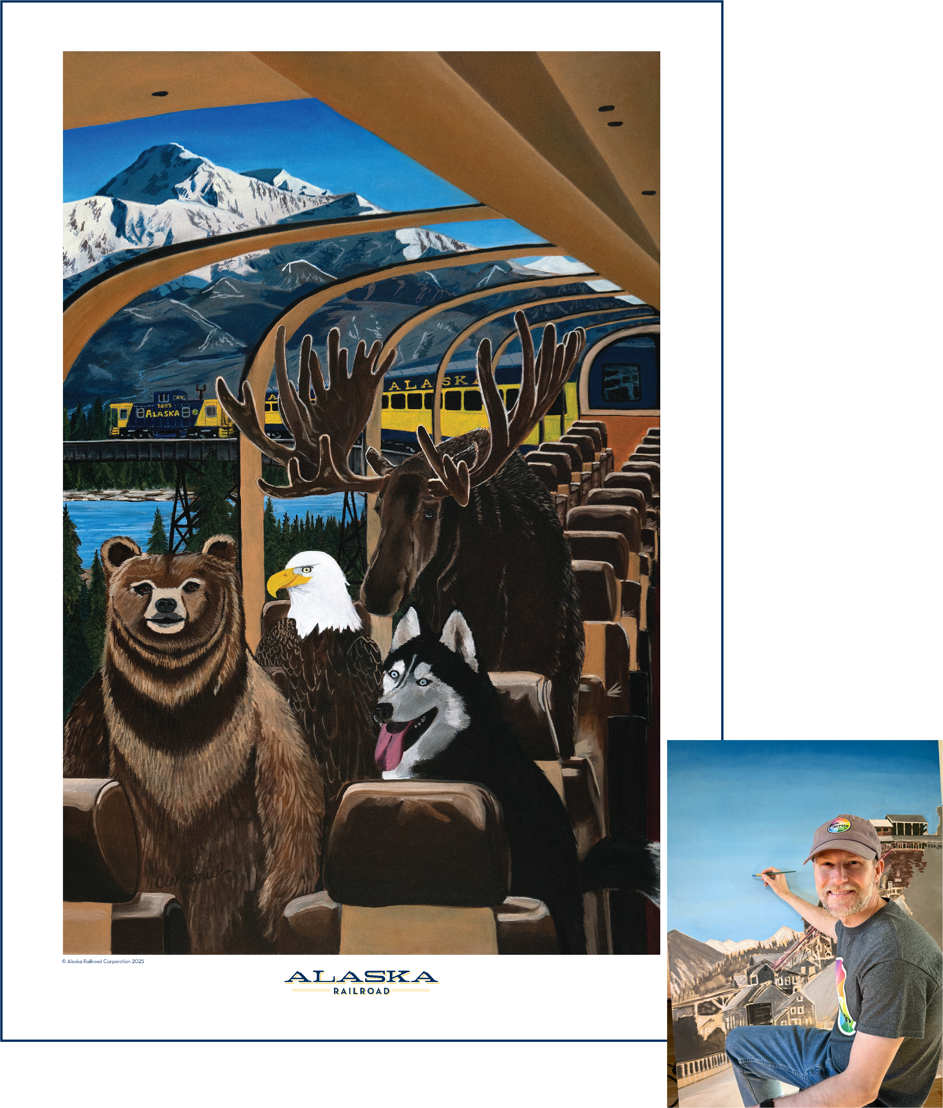 Alaska Railroad Buddies by artist Scott Clendaniel